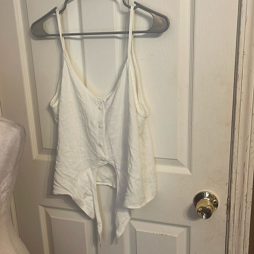 NWT TopShop Polly Tie -Front Button up crop top camisole size 10